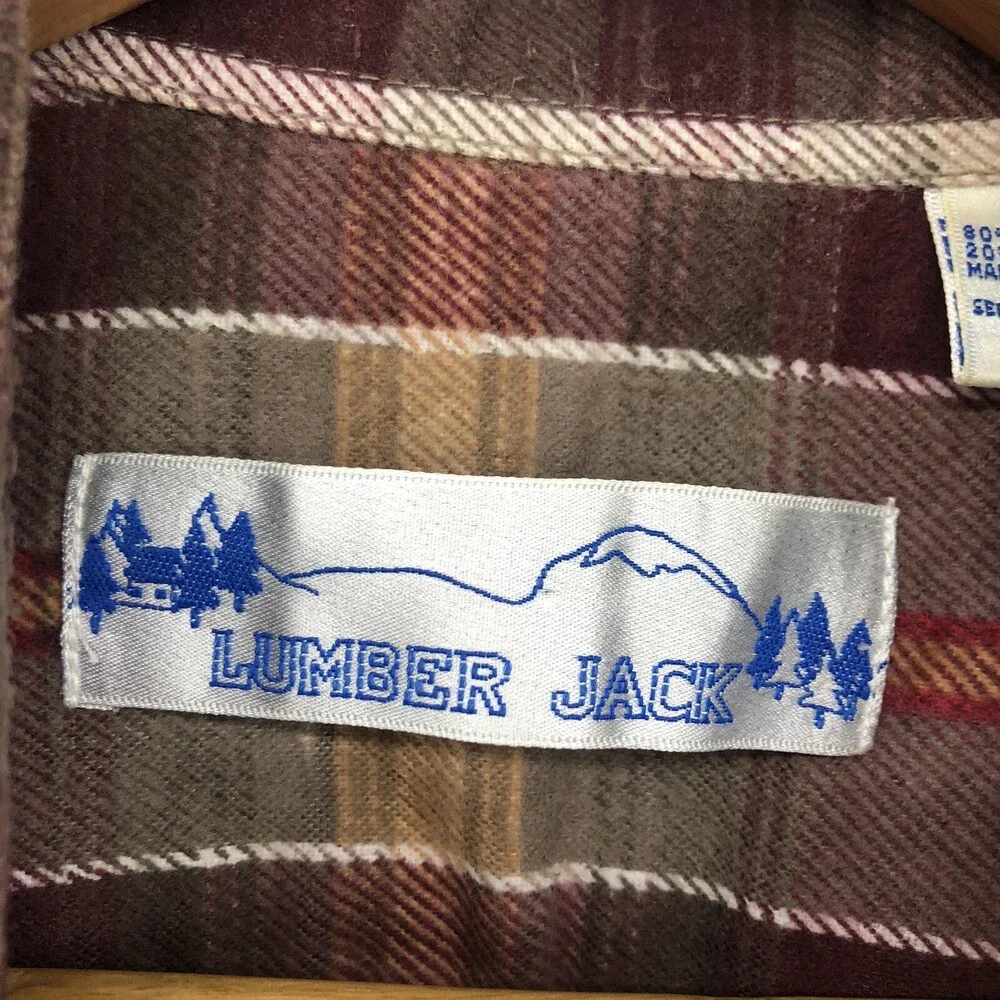 Lumber Jack Red and Green Plaid Western Button Up Collared Long Sleeve Shirt L
